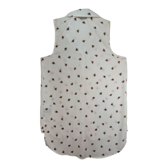 Label Rachel Roy Bee Print Button Down Sleeveless High Low Tunic Top Sz M - Picture 6 of 8
